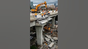 COMBO Package: Bridge Collapse with a Bonus Falling EXCAVATOR! #excavator #fail #bridge #engineering
