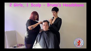 Barberettes Charlotte & Linda  2 Girls, 1 Scalp  Bruno's Headshave Preview