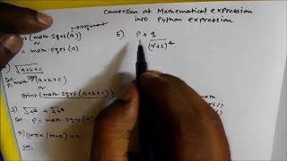 CONVERSION OF ARITHMETICAL EXPRESSION INTO PYTHON EXPRESSION,KB TUTORIAL IN PYTHON