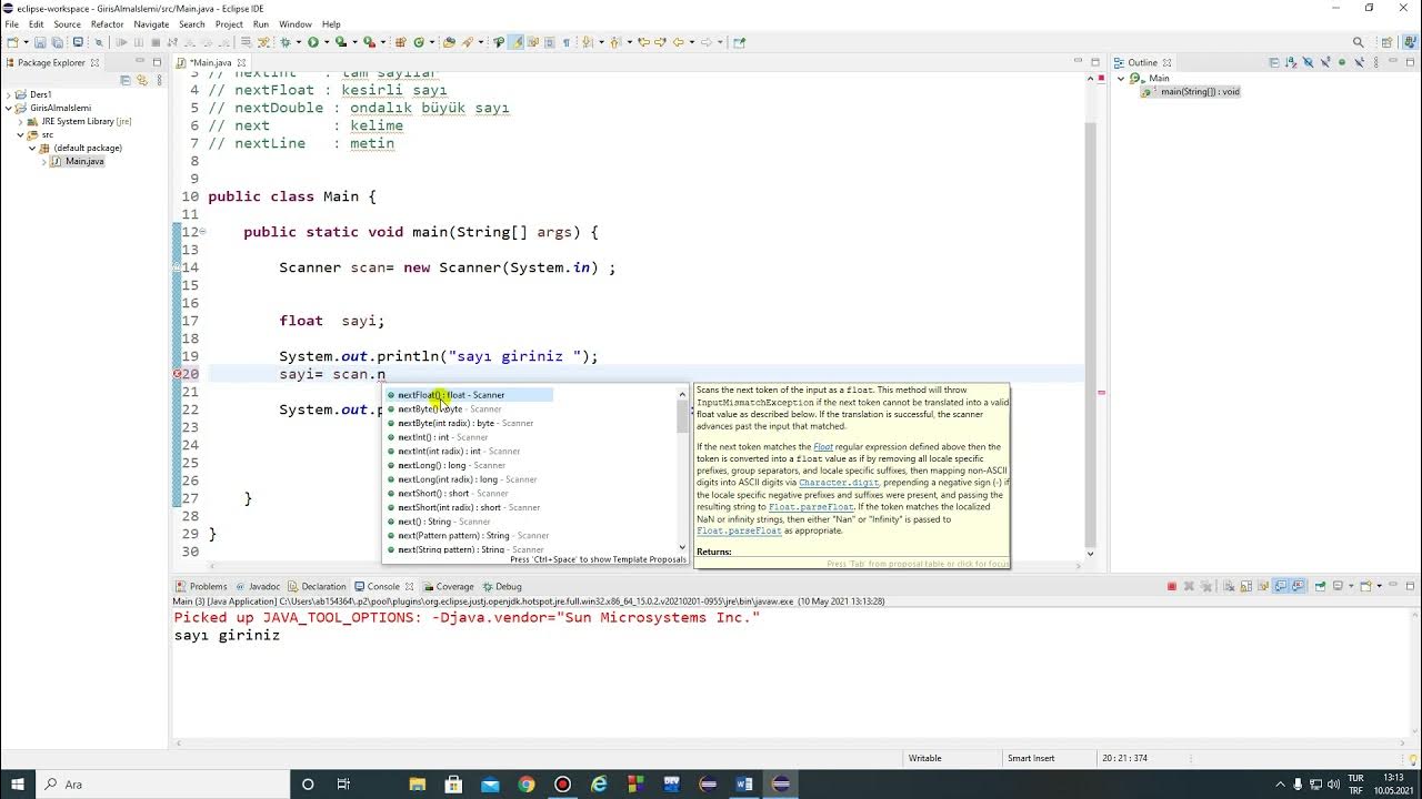 Java ile programlama temelleri 3- kullanıcıdan input alma - YouTube