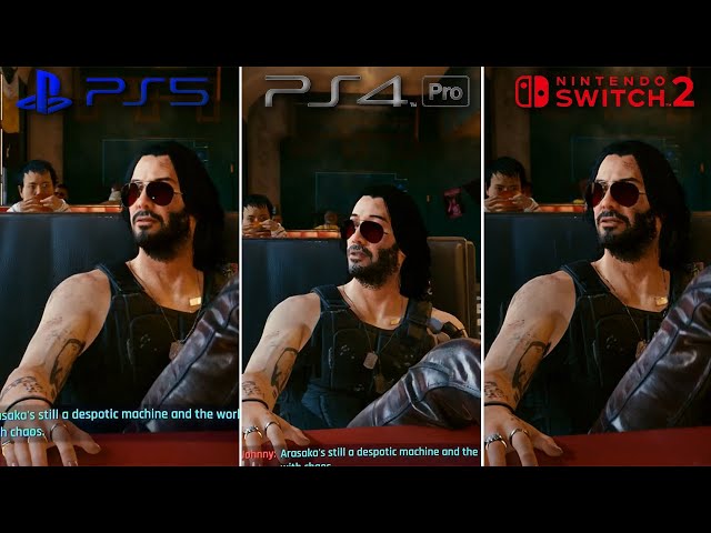 Cyberpunk on PS4 Pro vs Nintendo Switch 2 vs PS5 – Graphics