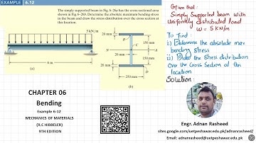 Example 6.12 |Chapter 6| Bending | Mechanics of Material Rc Hibbeler|