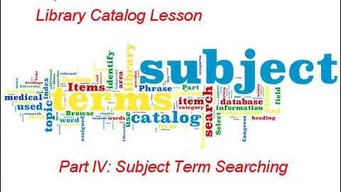 USD Library Catalog (ALEPH) Part 4: Subject Term Searching