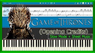 Game of thrones - opening [slow + sheet music] (piano tutorial)