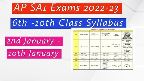 Ap SA1 Exams Syllabus 6th to 10th Class 2022-23 || Ap SA1 Exams Time Table 2023 ||Ap SA1 Latest News