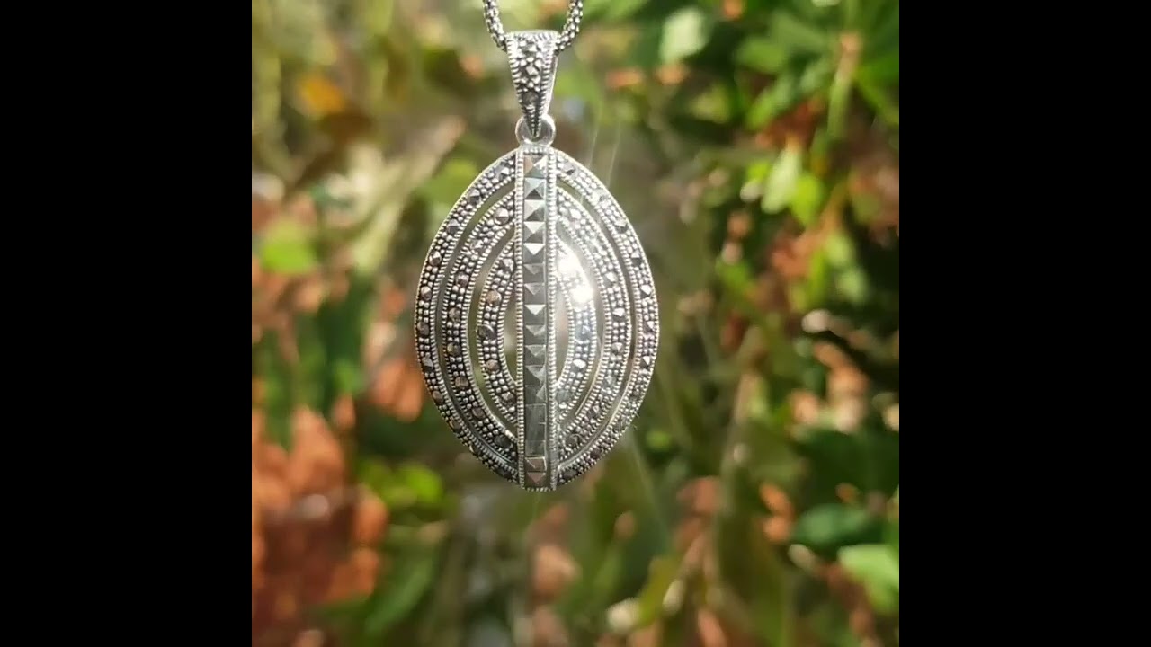 Multiple Cut Out Oval Necklace from London Vintage Silver & Marcasite Jewellery