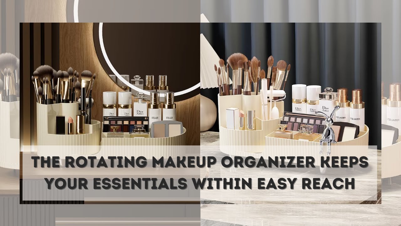 Rotating Makeup Organizer - 360 Rotating Makeup Organizer for Vanity with Brush Holder