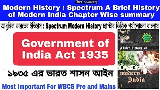 Modern History ভারত শাসন আইন ১৯৩৫ Government of India Act 1935 WBCS WBPSC SpectrumModernHistory