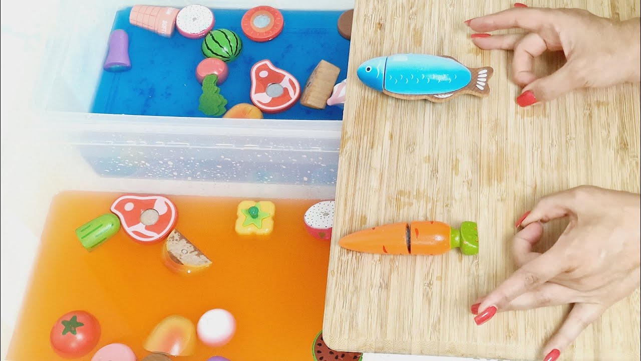 Satisfying Video Cutting And Dropping Fruits And Vegetables In Colored Water  | Asmr |