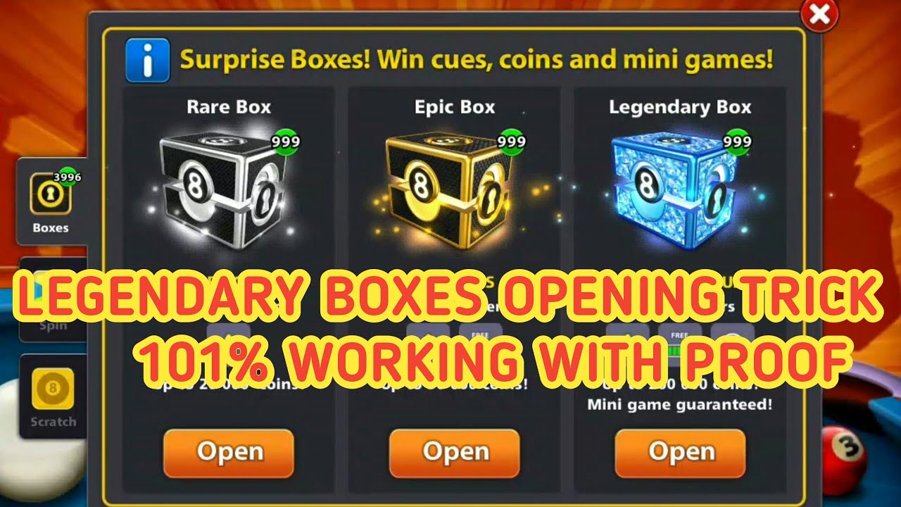 8 Ball Pool Legendary boxes Opening Trick Without Cash Trick 101% Working Proof Method Latest Trick
