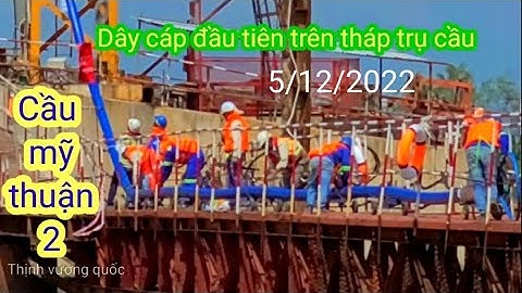 Cầu mỹ thuận 2,cập nhật mới nhất 5/12/2022 văng dây cáp đầu tiên