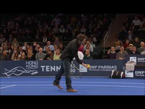 Ben Stiller OWNED by a young girl in tennis (BNP Paribas Showdown 2013)