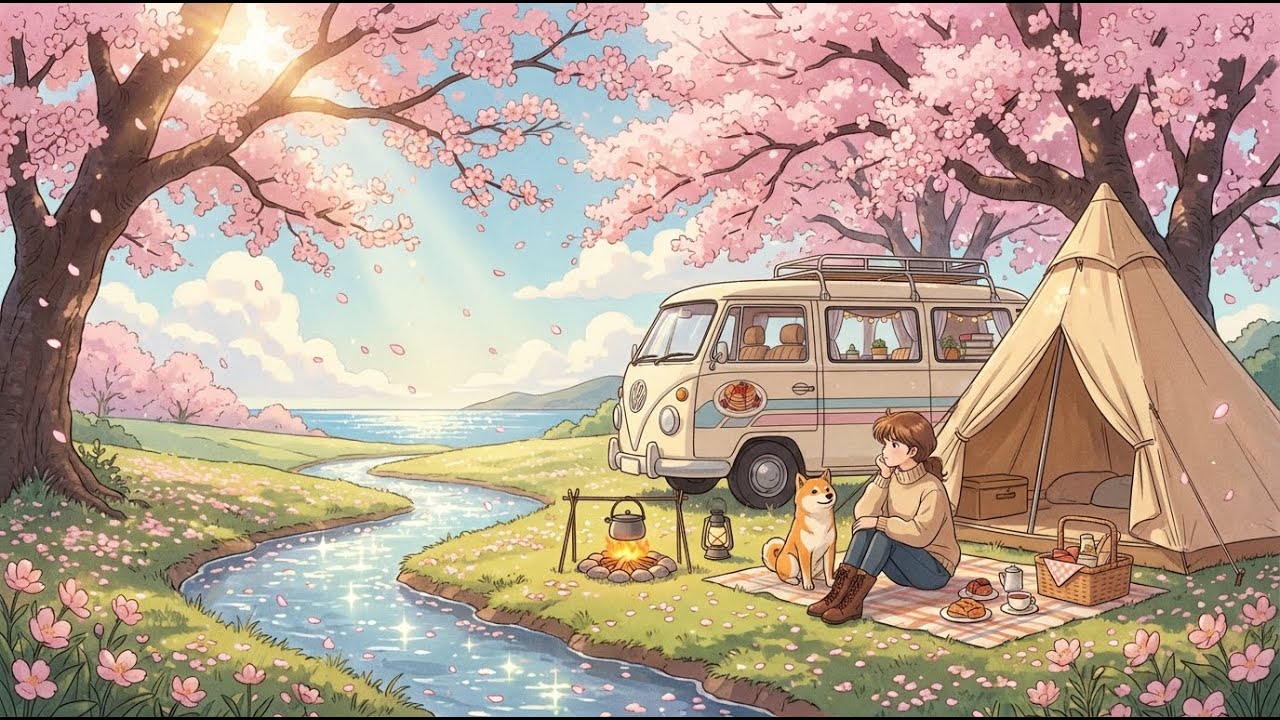 Ghibli Style Vanlife: Cooking Sukiyaki in the Rain 🚐 | Relaxing Road Trip (ASMR)