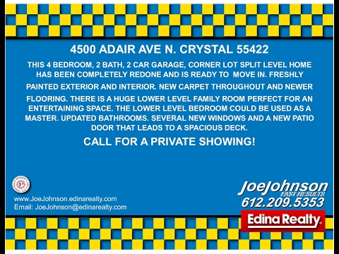 4500 Adair Avenue N, Crystal, MN home video tour