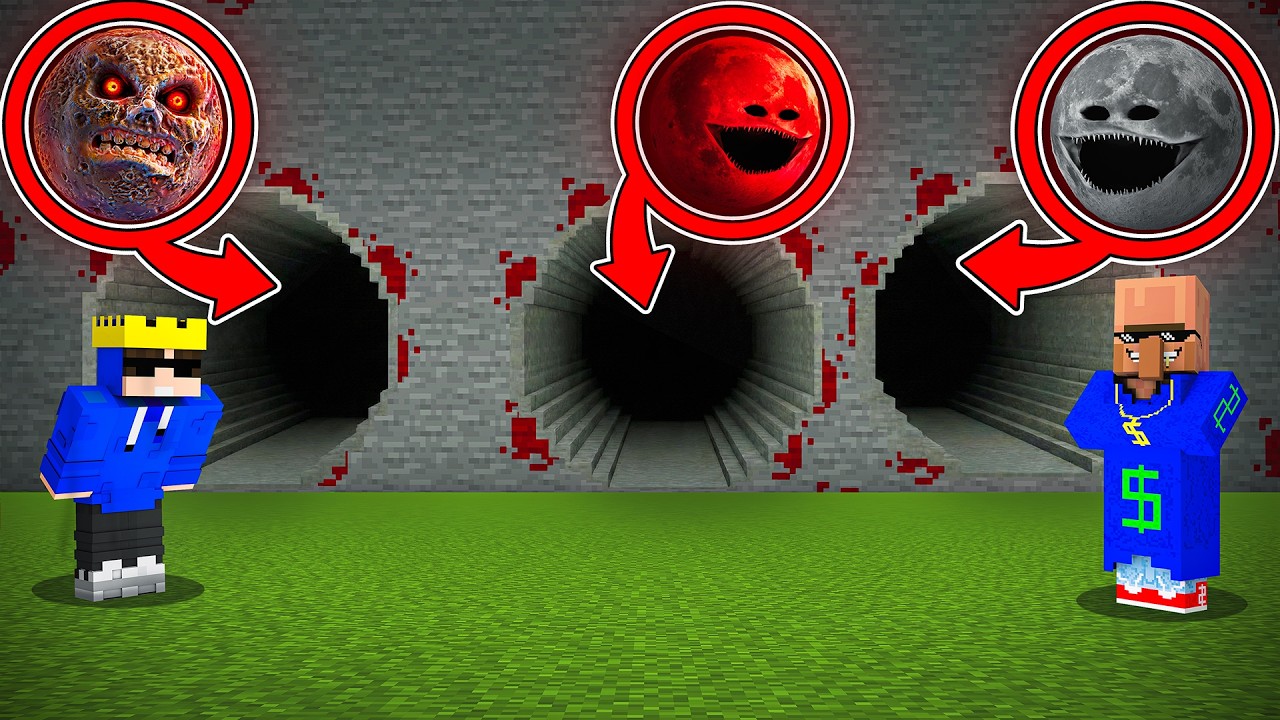 Alpha And Rich Villager Found The Longest Scariest LUNAR MOONS Tunnel in Minecraft...