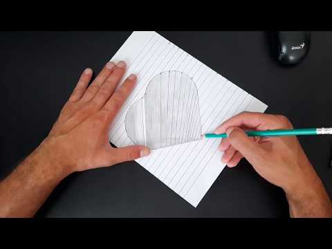 How to Draw a 3D Hole Heart Shape - 4k - 3 D გულის დახატვა