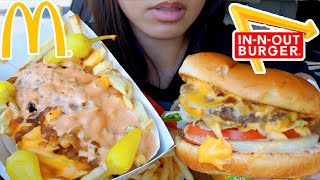 ASMR EATING IN & OUT CHEESE BURGER ANIMAL STYLE FRIES CAR MUKBANG REAL EATING SOUNDS 먹방 TWILIGHT