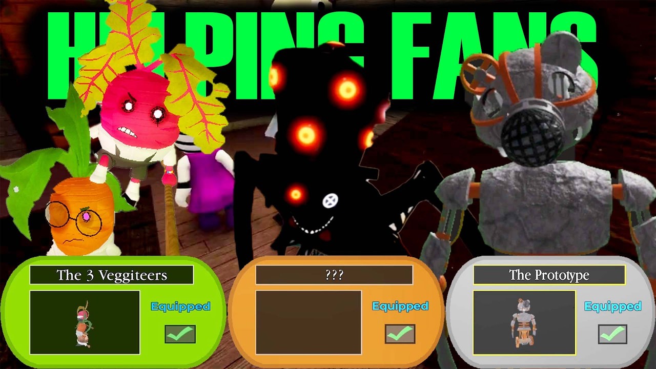 Helping Fans To Get Skin, The Prototype Skin, TIO Skin, The 3 Veggiteers Skin in Roblox Piggy