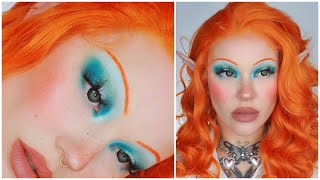 blue eyeshadow & orange eyebrows yes please / makeup tutorial