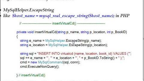 C# Edge 232   MC38  C# MySqlHelper EscapeString