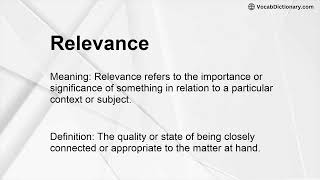 Relevance Meaning