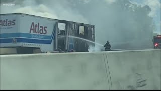 Traffic backup on I-26 after truck crash and fire