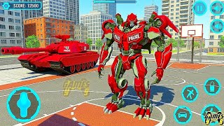 Red Police Tank Robot Multiple Transform: Tank Transformer Wars Game 2026 - Android Gameplay screenshot 1