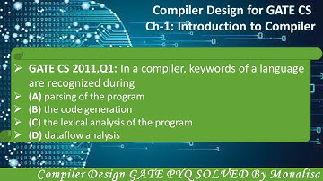 GATE CS 2011,Q1:In a compiler, keywords of a language are recognized during(A)parsing of the program