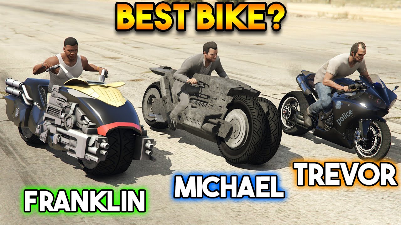 GTA 5 MAIN BIKES : FRANKLIN VS MICHAEL VS TREVOR (WHICH IS BEST BIKE ...