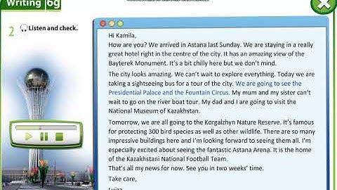Excel 6 module 6 p75 ex2 listening Astana,Baiterek