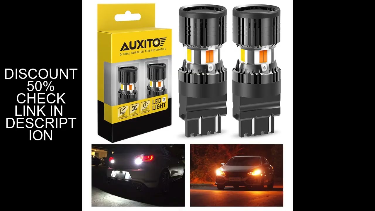 AUXITO 2Pcs T25 3157 P27/7W LED Dual Color With Canbus Cooling Fan DRL Parking Light Turn Signal Lam