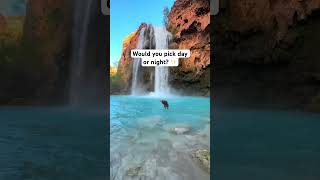 Day vs night at Havasu Falls ✨ Waterfall Goals