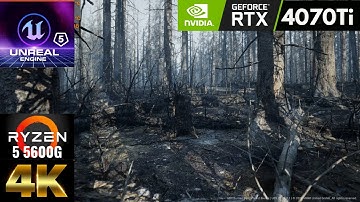4K Unreal Engine 5.2  Realistic Graphics [Burned Dead Forest] Rtx 4070Ti  Ryzen5 5600G #unrealengine