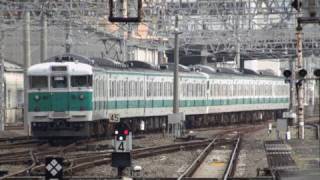 113系オール阪和色8連 和歌山駅発車 【JR West 113 series EMU,Hanwa color】