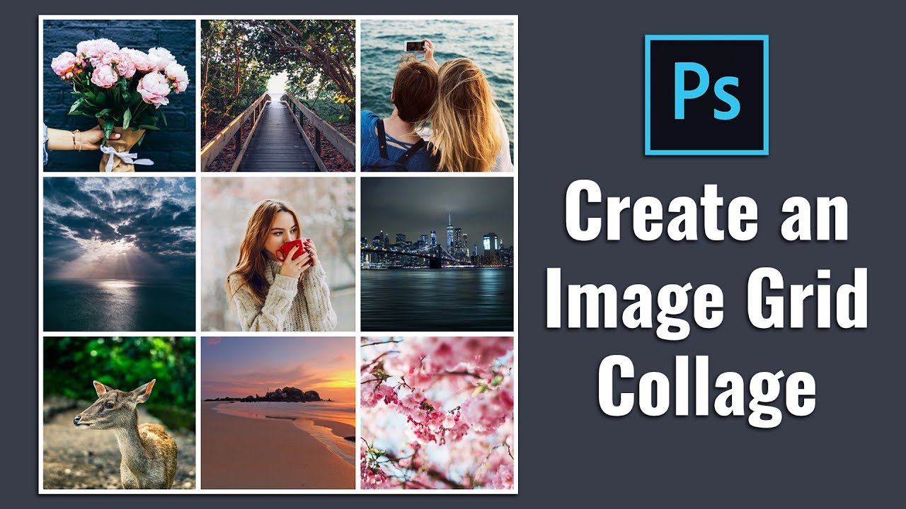 How To Create Square Image Grid Collage In Photoshop Youtube