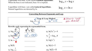10.2 Converting Between Logs and Exponents