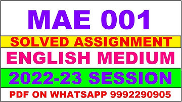 mae 1 solved assignment 2022-23 | mae 1 solved assignment in english 2022-2023 | mae 1 2023