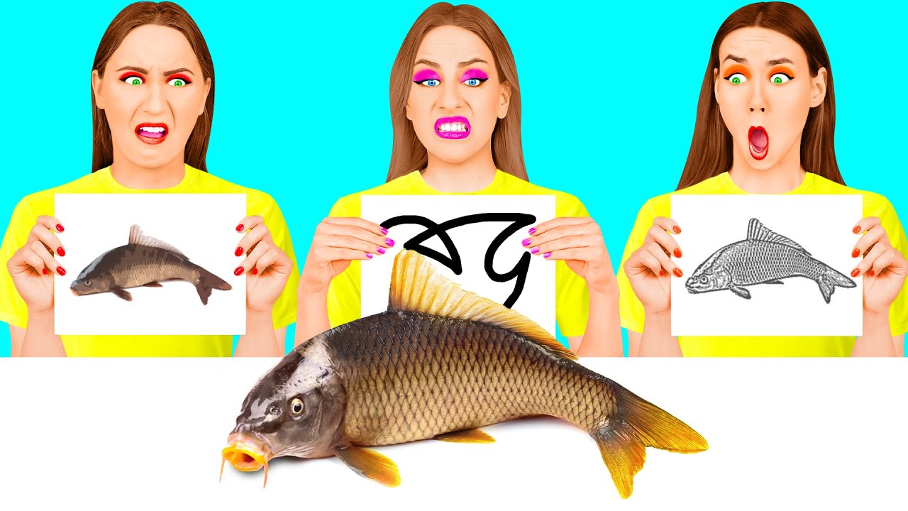 Crazy Draw And Eat Challenge Cool Art Tricks by Craft4Fun Challenge