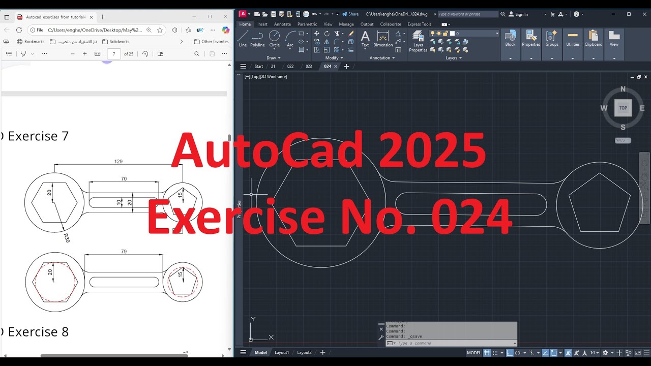100 Autocad Exercises 2025 || Autocad Exercise No.024 - YouTube
