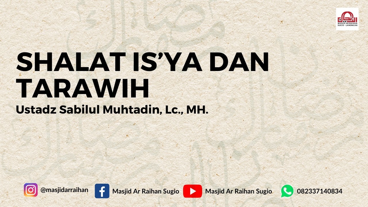 [Live] Shalat Is'ya & Tarawih | Ustadz Sabilul Muhtadin, Lc., MH.
