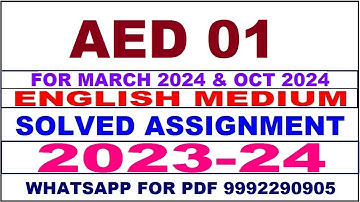 aed 01 solved assignment 2023-24 | aed 1 solved assignment in english 2024 | aed 1 2024