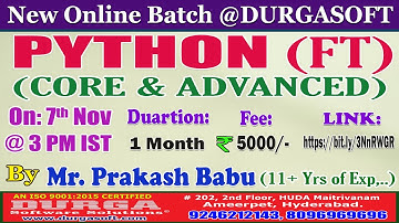 PYTHON (Fast Track) Online Training @ DURGASOFT