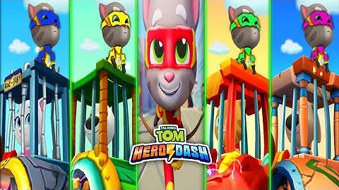 Talking Tom Hero Dash || Super Tom Saving All Heroes || Different Suit Colour - Full Gameplay