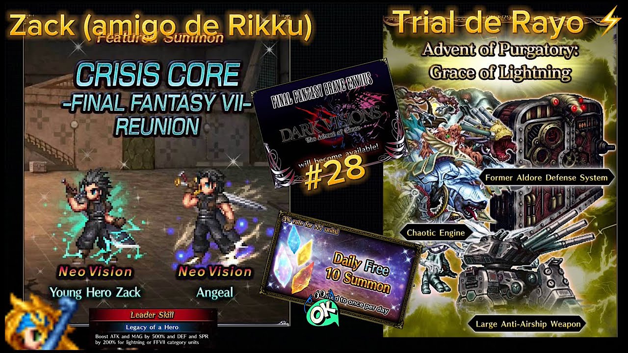 [FFBE] - En vivo 🔴 - Llega Zack (amigo de Rikku), DV #28, trial y más