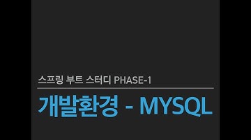 스프링 부트 스터디 Phase1 - 개발환경 MySQL