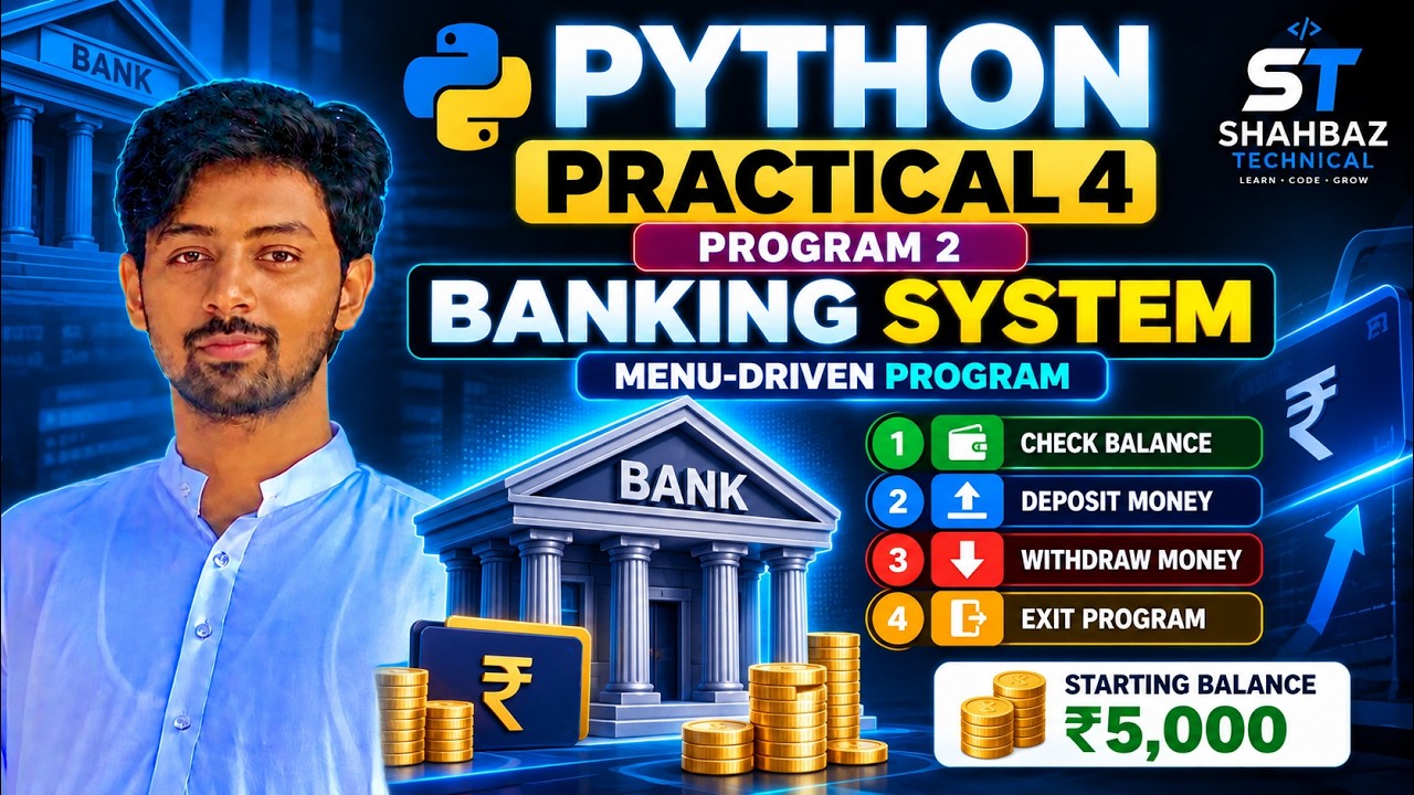 Banking System Project in Python | Menu-Driven Program | Practical 4 ...