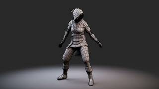 Mixamo Archer Wireframe Render