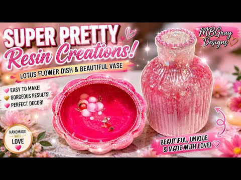 🌸 Gorgeous Resin Lotus Flower Dish & Sparkling Vase DIY! 😍 Must-See Resin Art | MBGray Designs