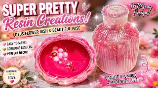 🌸 Gorgeous Resin Lotus Flower Dish & Sparkling Vase DIY! 😍 Must-See Resin Art | MBGray Designs