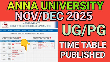 Anna University UG/PG Time Table Published 🔥